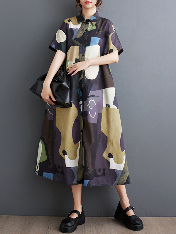 Summer Line Clothing Brand - Loose A-Line Short Sleeve Summer Dress