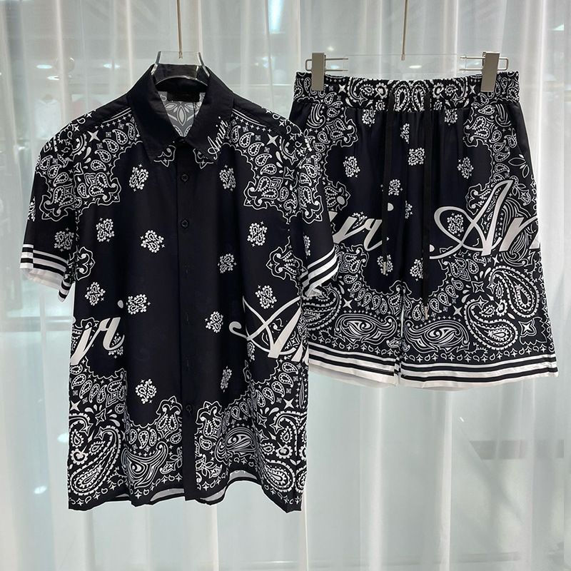 Summer Clothing Sets Men - Hawaiian mens royal luxury shorts set,2-piece