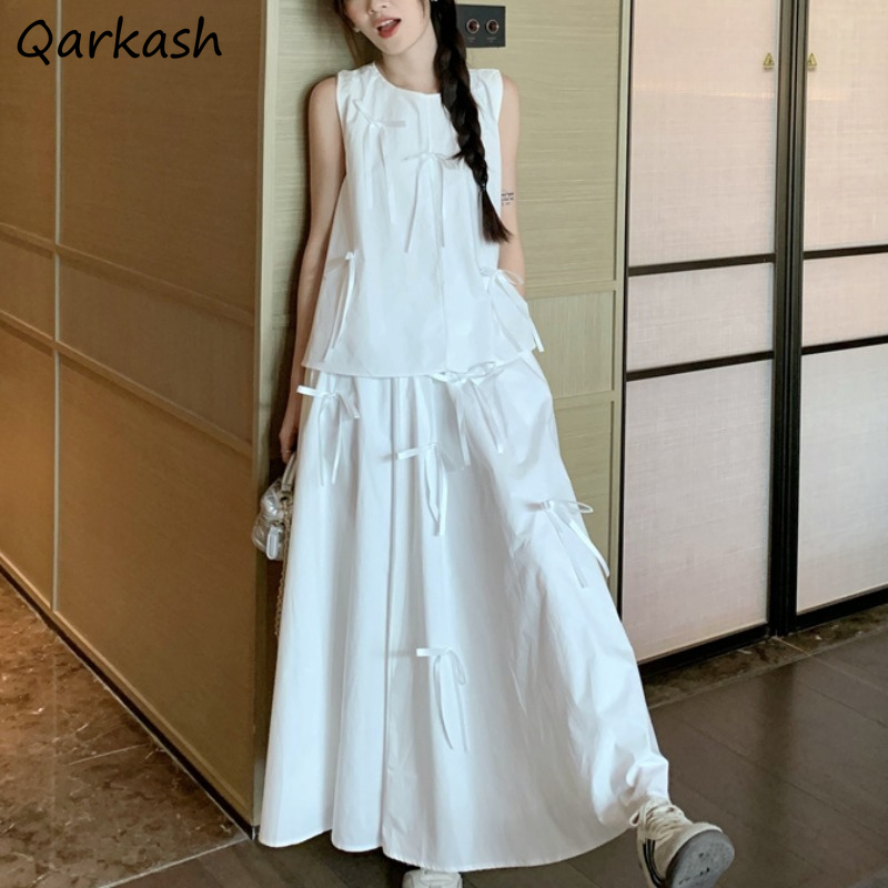 Summer Clothing Juniors - White Dress Sets for Women Bow