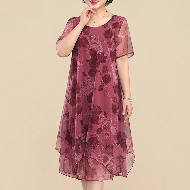 NEW O-Neck Short Sleeve Dresse – Summer Clothing For 70 Year Old Woman recenzja i cena