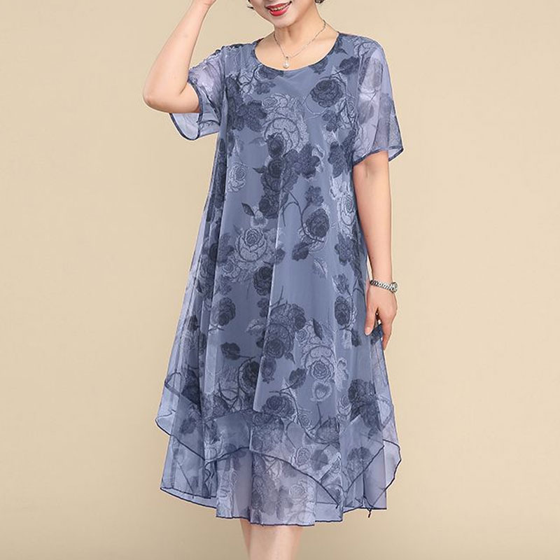 NEW O-Neck Short Sleeve Dresse – Summer Clothing For 70 Year Old Woman recenzja i cena