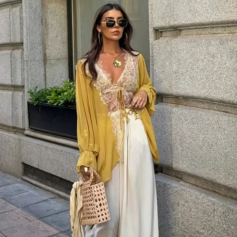 Lace Women's Shirts Blouse Sum – Summer Youth Clothing recenzja i cena