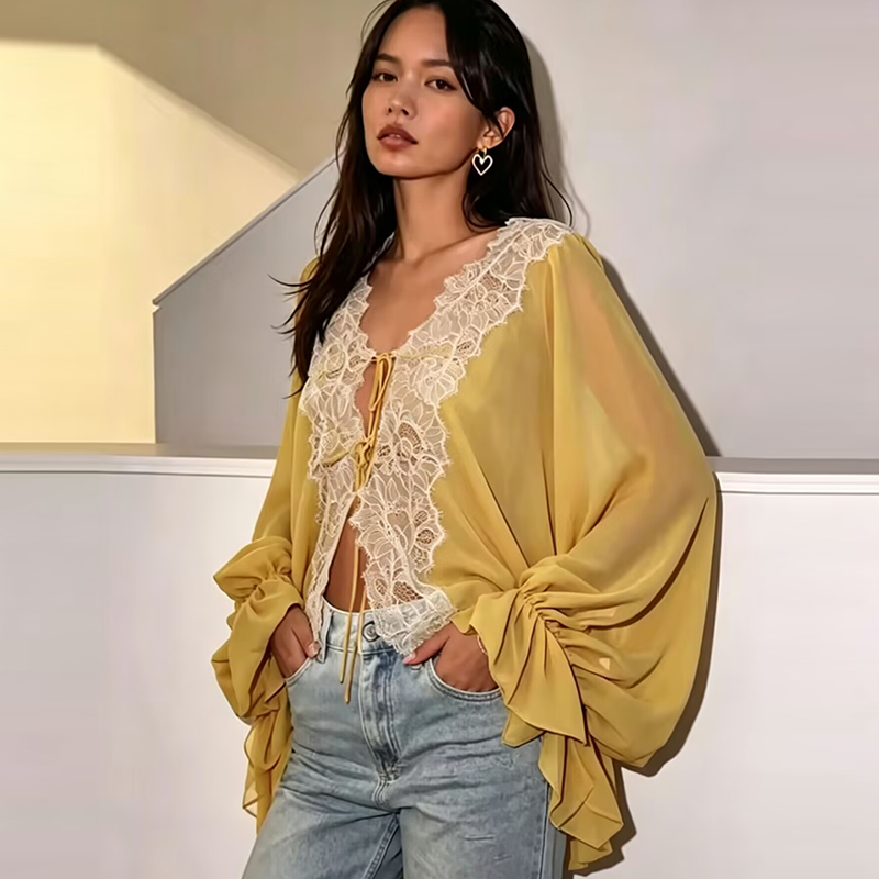 Lace Women's Shirts Blouse Sum – Summer Youth Clothing recenzja i cena