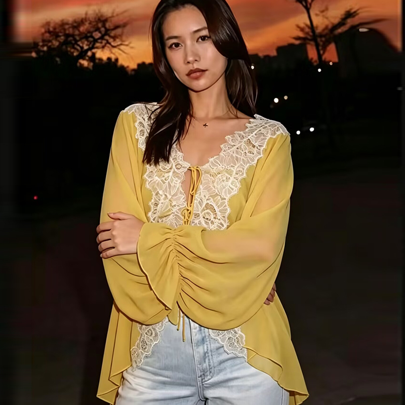 Lace Women's Shirts Blouse Sum – Summer Youth Clothing recenzja i cena