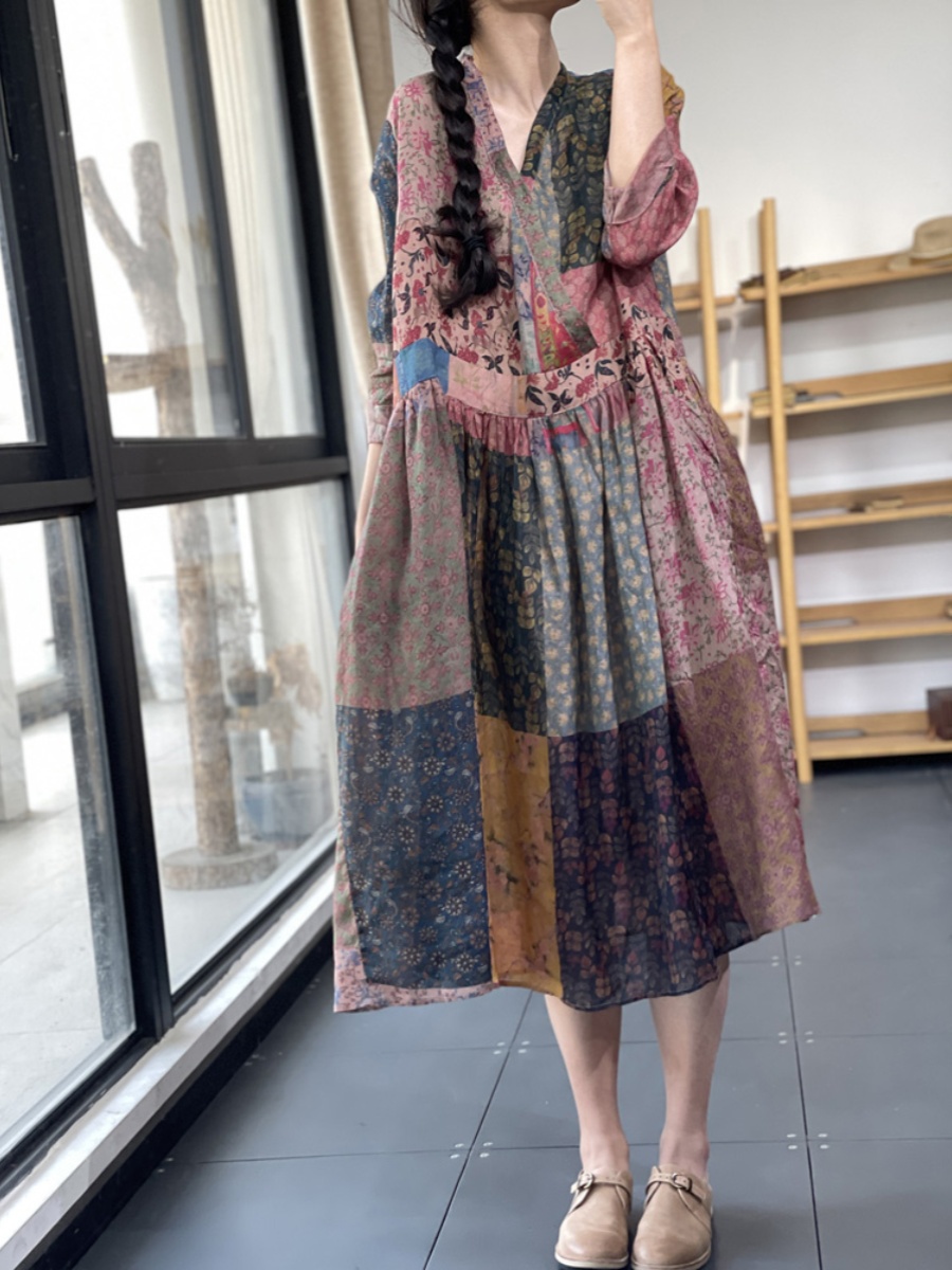 Elegant Loose V-Neck Printed E – Summer Line Clothing Brand recenzja i cena