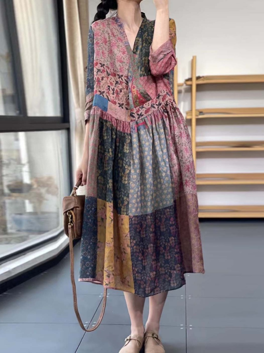 Elegant Loose V-Neck Printed E – Summer Line Clothing Brand recenzja i cena