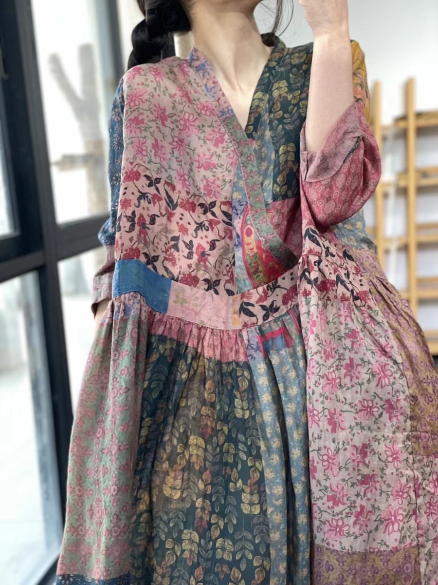 Elegant Loose V-Neck Printed E – Summer Line Clothing Brand recenzja i cena