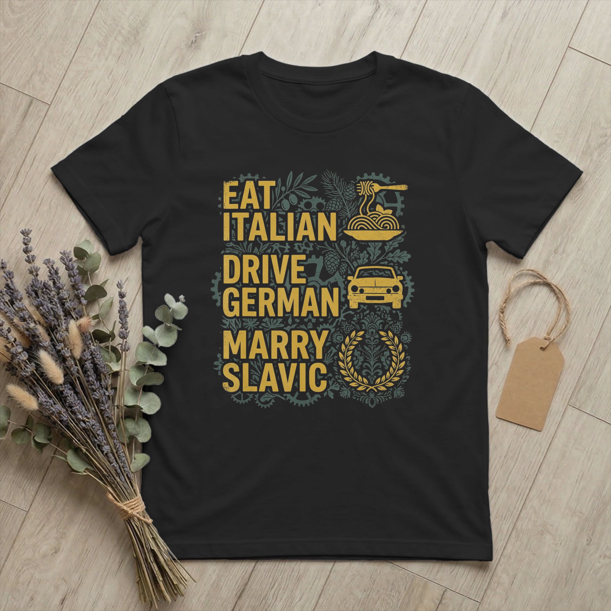 Men T-Shirt Eat Italian Drive  – Summer Clothing Quotes recenzja i cena