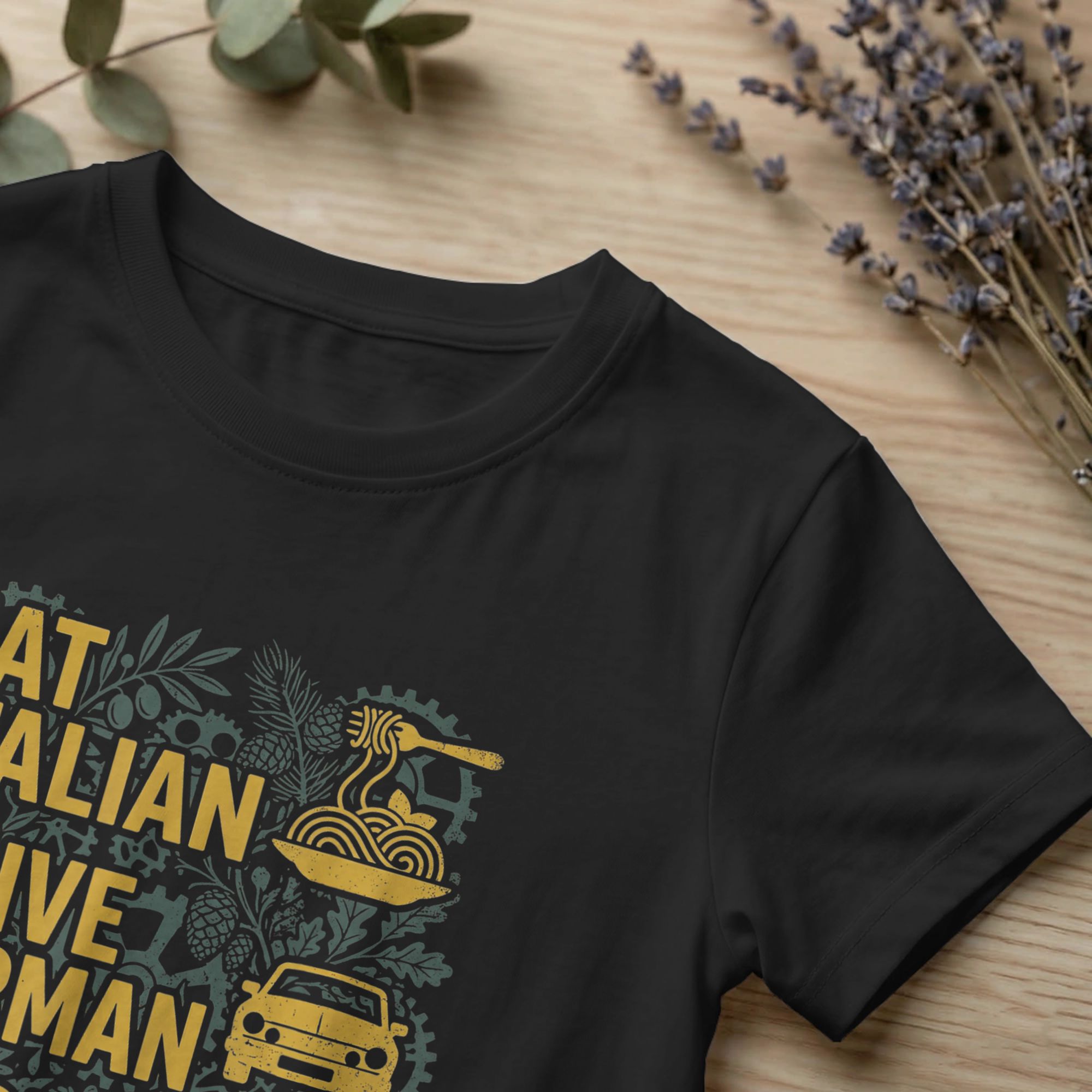 Men T-Shirt Eat Italian Drive  – Summer Clothing Quotes recenzja i cena