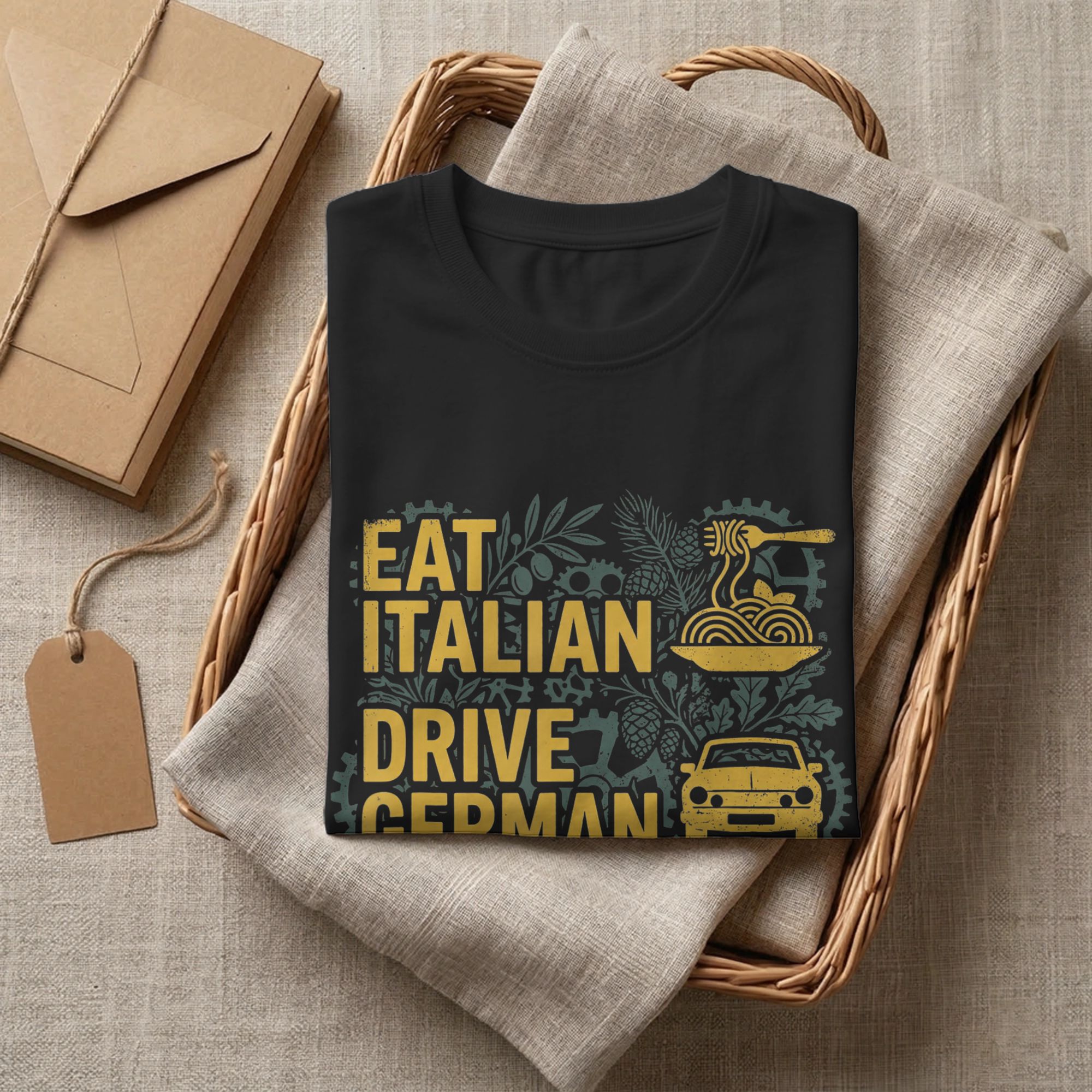 Men T-Shirt Eat Italian Drive  – Summer Clothing Quotes recenzja i cena