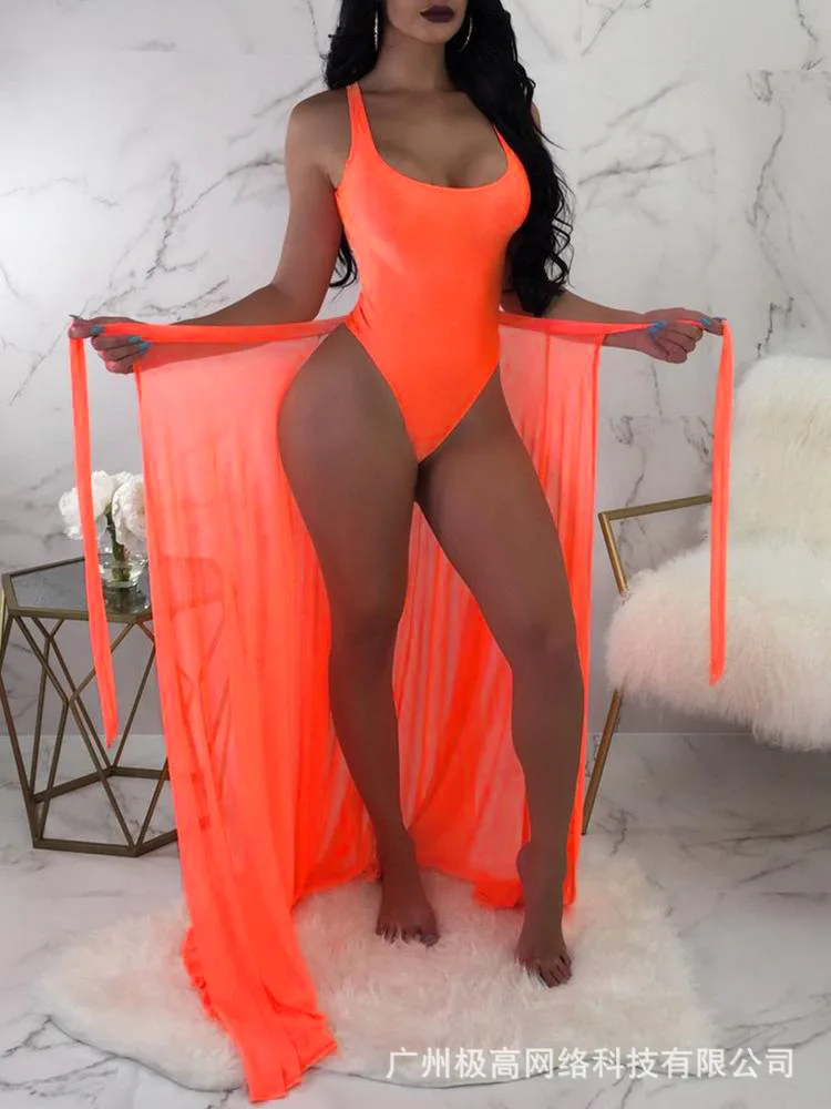 U-Neck One Piece Swimsuit With – Swim Cover Up Mesh recenzja i cena