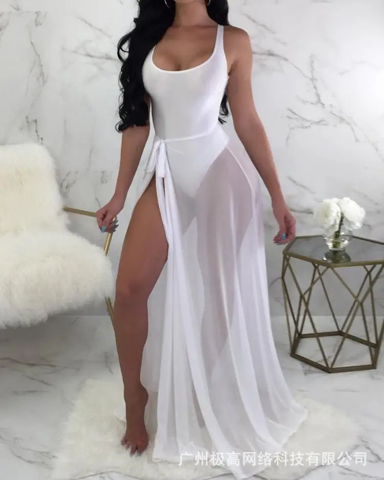 U-Neck One Piece Swimsuit With – Swim Cover Up Mesh recenzja i cena