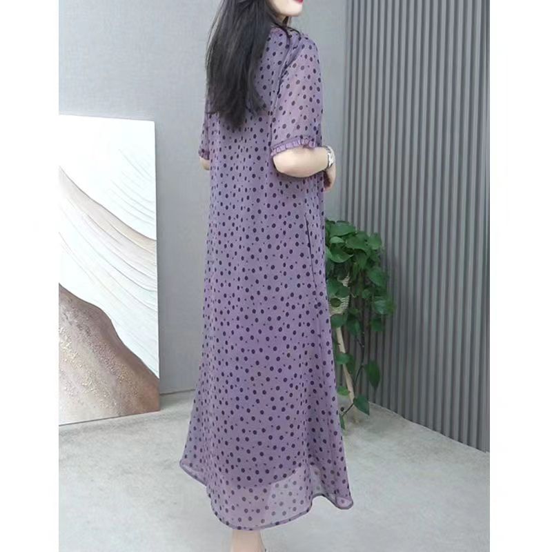 Elegant O-Neck Printed Polka D – Summer Clothing For 70 Year Old Woman recenzja i cena