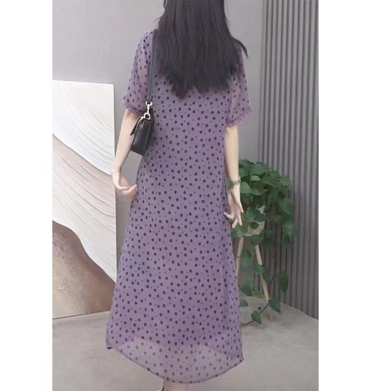 Elegant O-Neck Printed Polka D – Summer Clothing For 70 Year Old Woman recenzja i cena