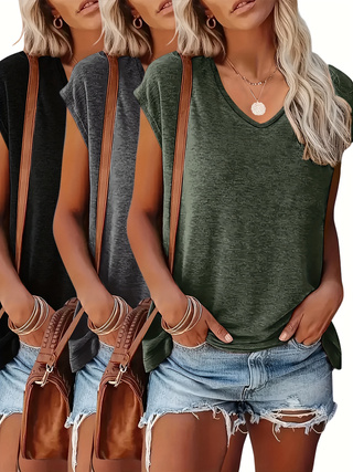 3-Pack of Solid Color V-Neck C – Summer Clothing Drop recenzja i cena