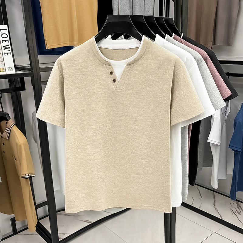 Men's Minimalist Henley Neck T – Summer Clothing Types recenzja i cena