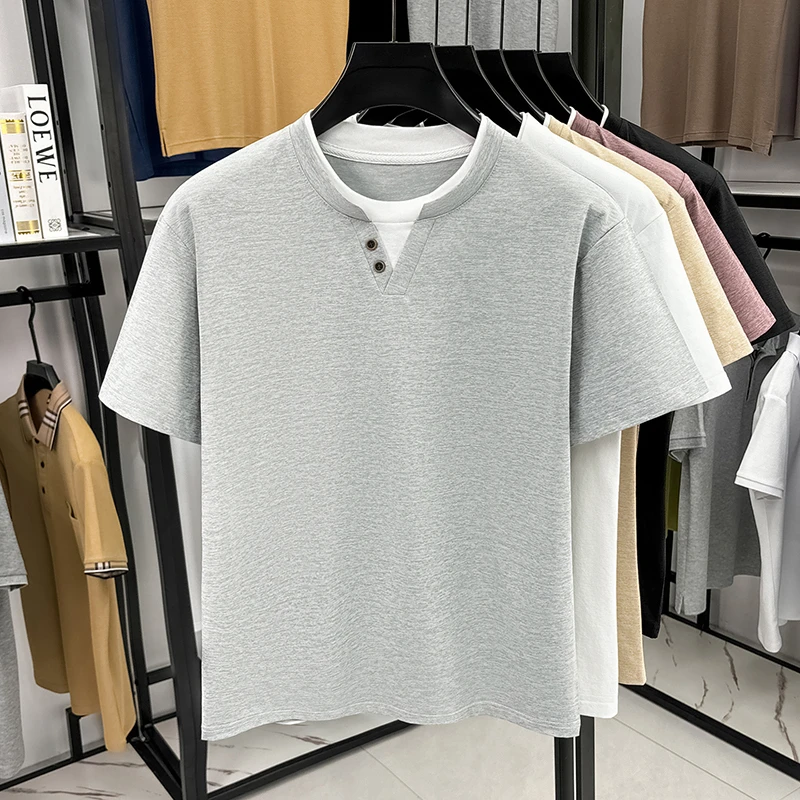 Men's Minimalist Henley Neck T – Summer Clothing Types recenzja i cena