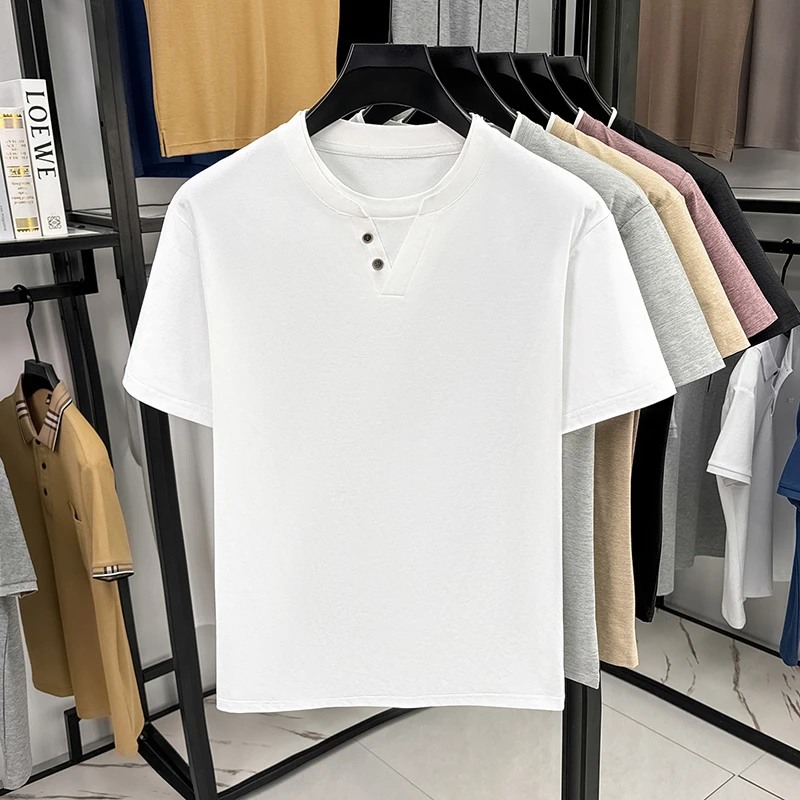 Men's Minimalist Henley Neck T – Summer Clothing Types recenzja i cena