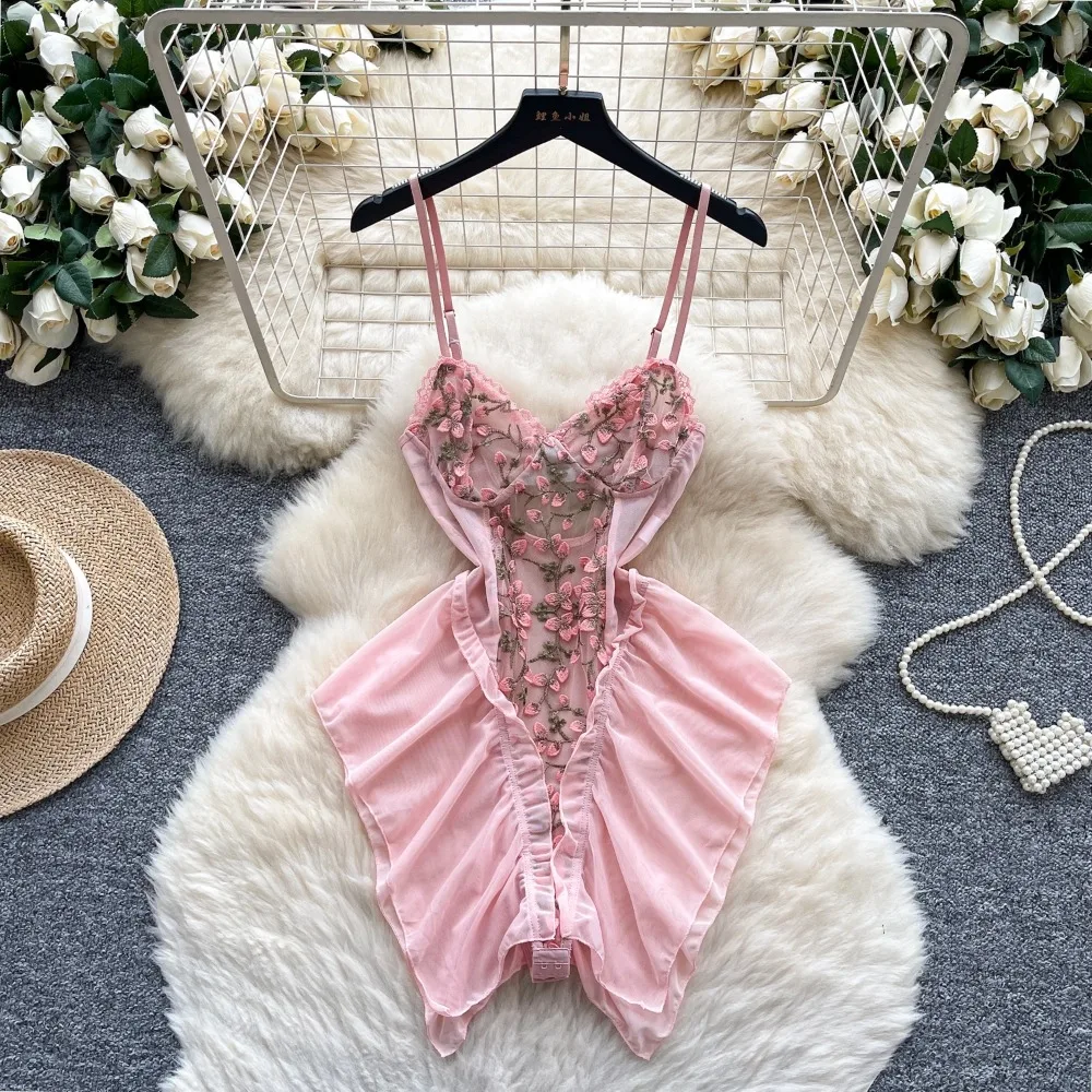 Sexy Slim Spliced Embroidered  – Summer Clothing For 70 Year Old Woman recenzja i cena