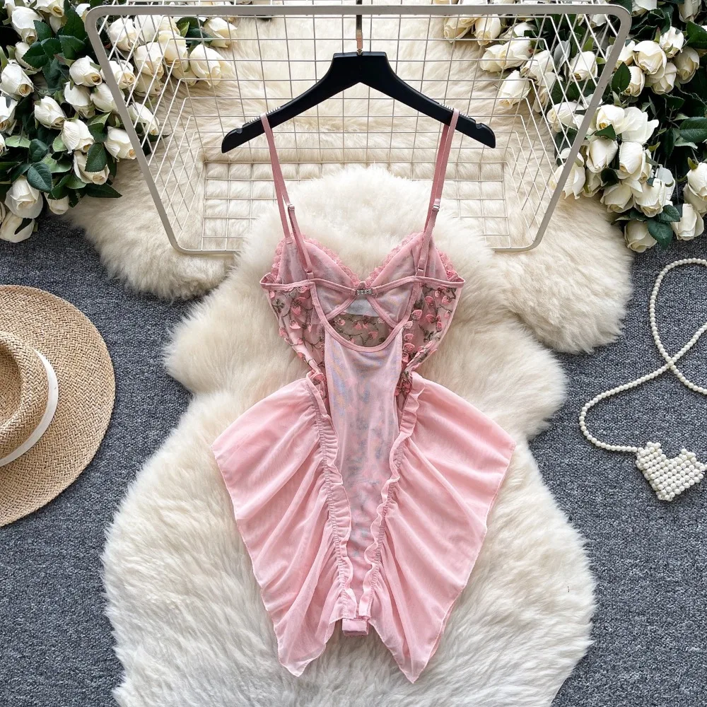 Sexy Slim Spliced Embroidered  – Summer Clothing For 70 Year Old Woman recenzja i cena