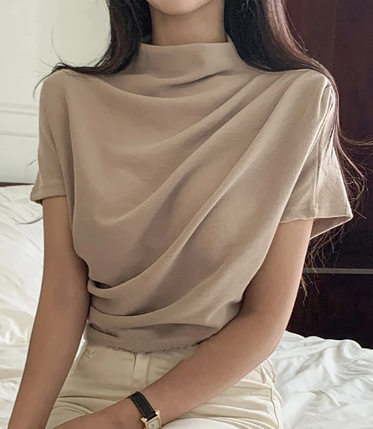 Half Turtleneck T Shirt Women  – Summer Clothing Drop recenzja i cena