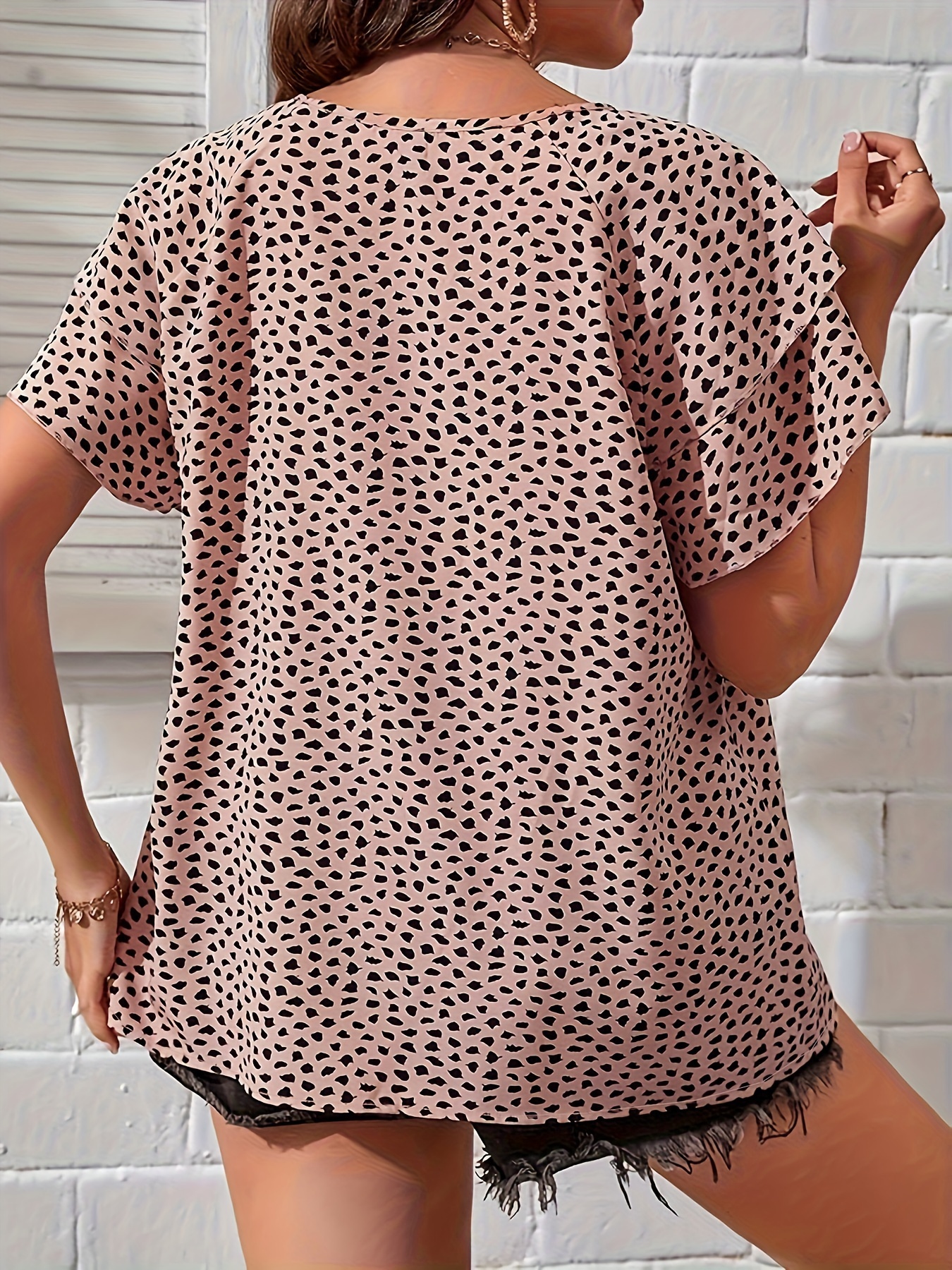 Plus Size All Over Print Crew  – Summer Clothing For 70 Year Old Woman recenzja i cena
