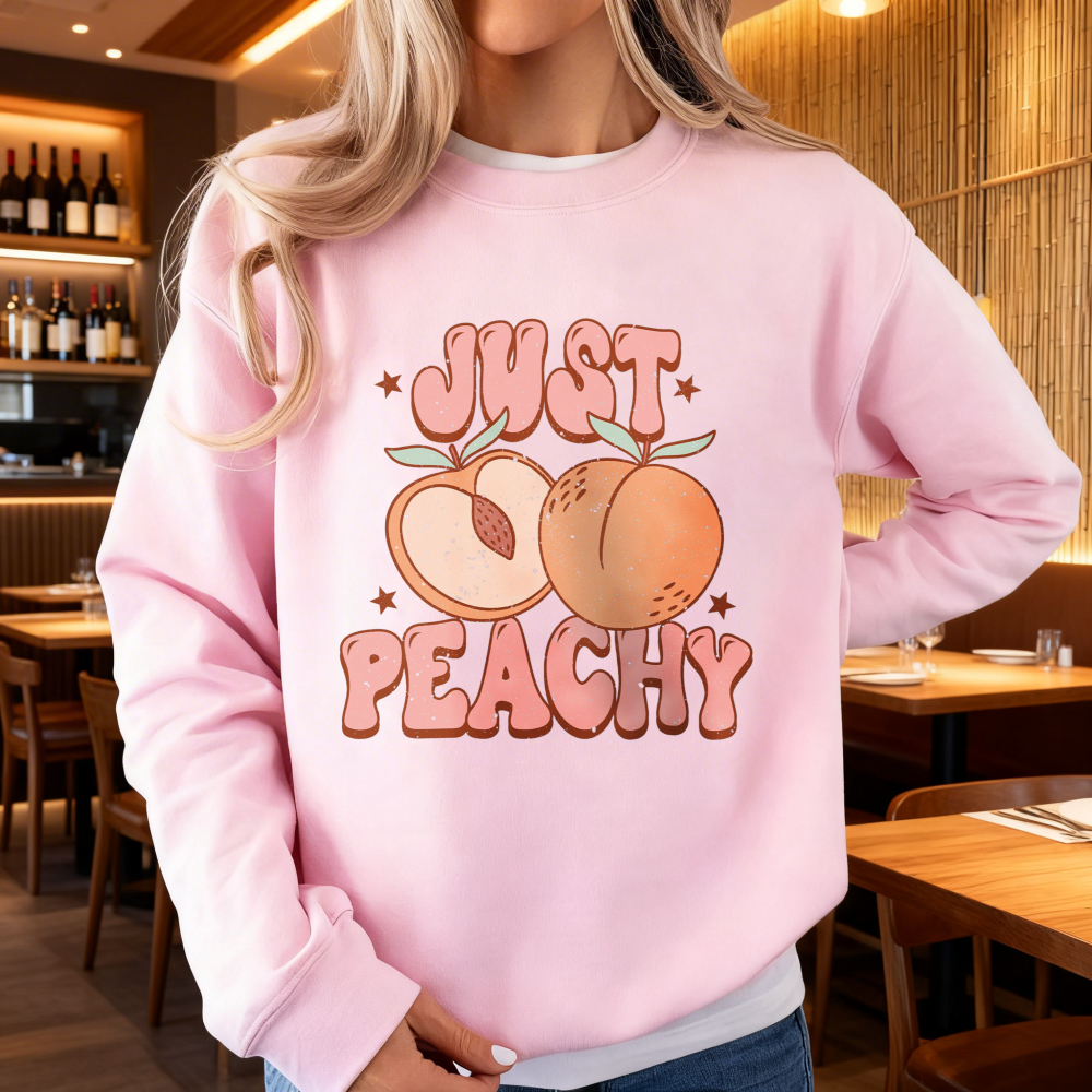 Just Peachy Sweatshirt Retro U – Summer Clothing For 70 Year Old Woman recenzja i cena