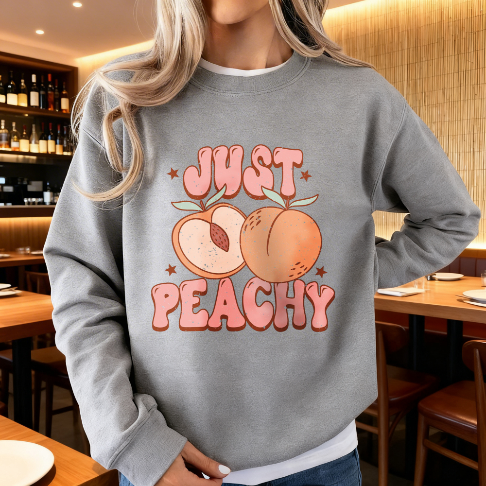Just Peachy Sweatshirt Retro U – Summer Clothing For 70 Year Old Woman recenzja i cena