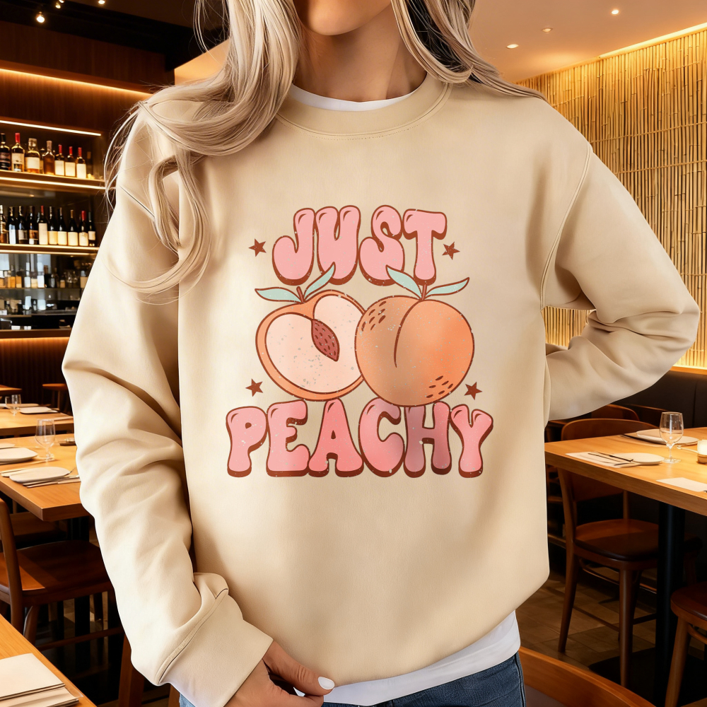 Just Peachy Sweatshirt Retro U – Summer Clothing For 70 Year Old Woman recenzja i cena