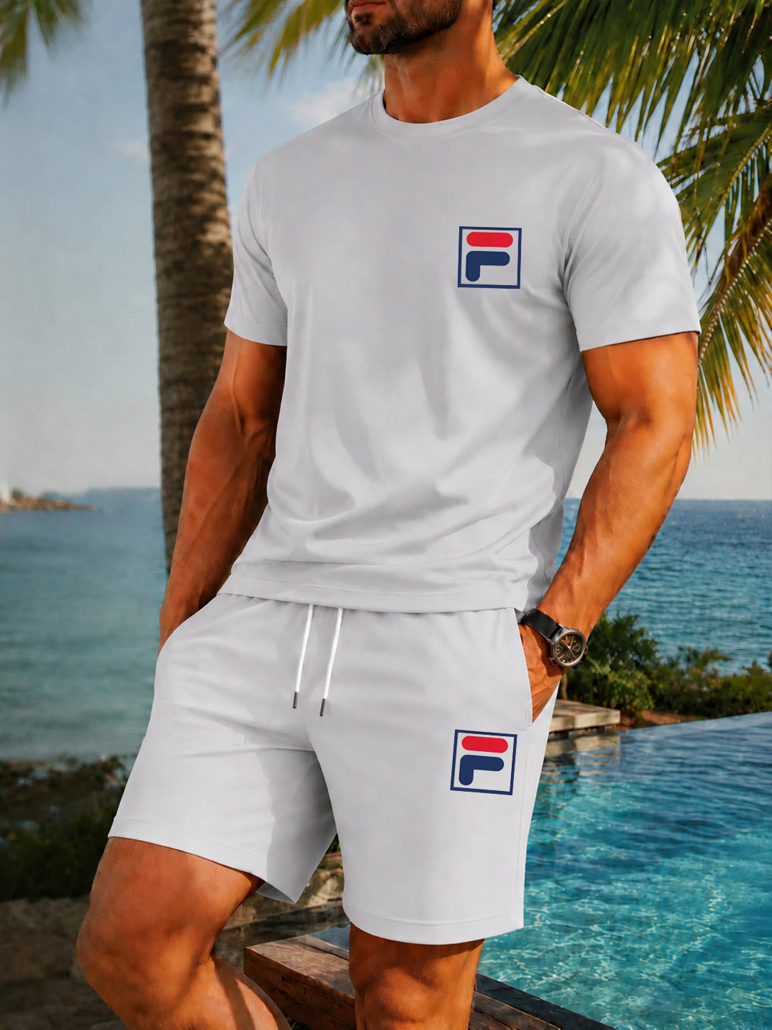 Men's Printed Two-piece Set, C – Summer Clothing Sets Men recenzja i cena