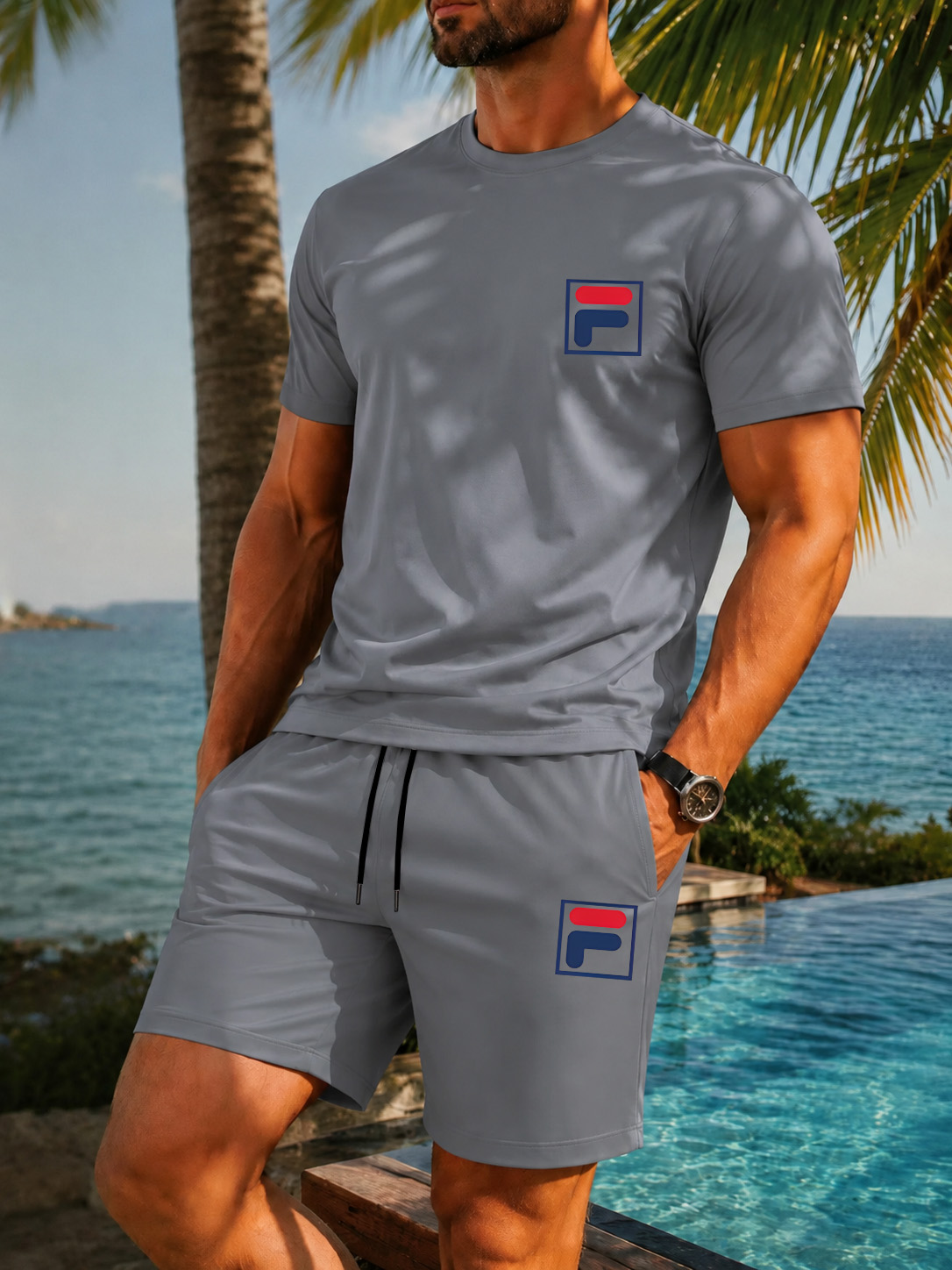 Men's Printed Two-piece Set, C – Summer Clothing Sets Men recenzja i cena