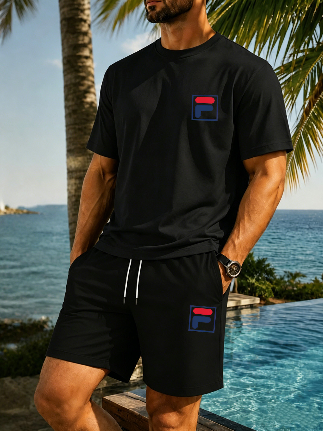 Men's Printed Two-piece Set, C – Summer Clothing Sets Men recenzja i cena
