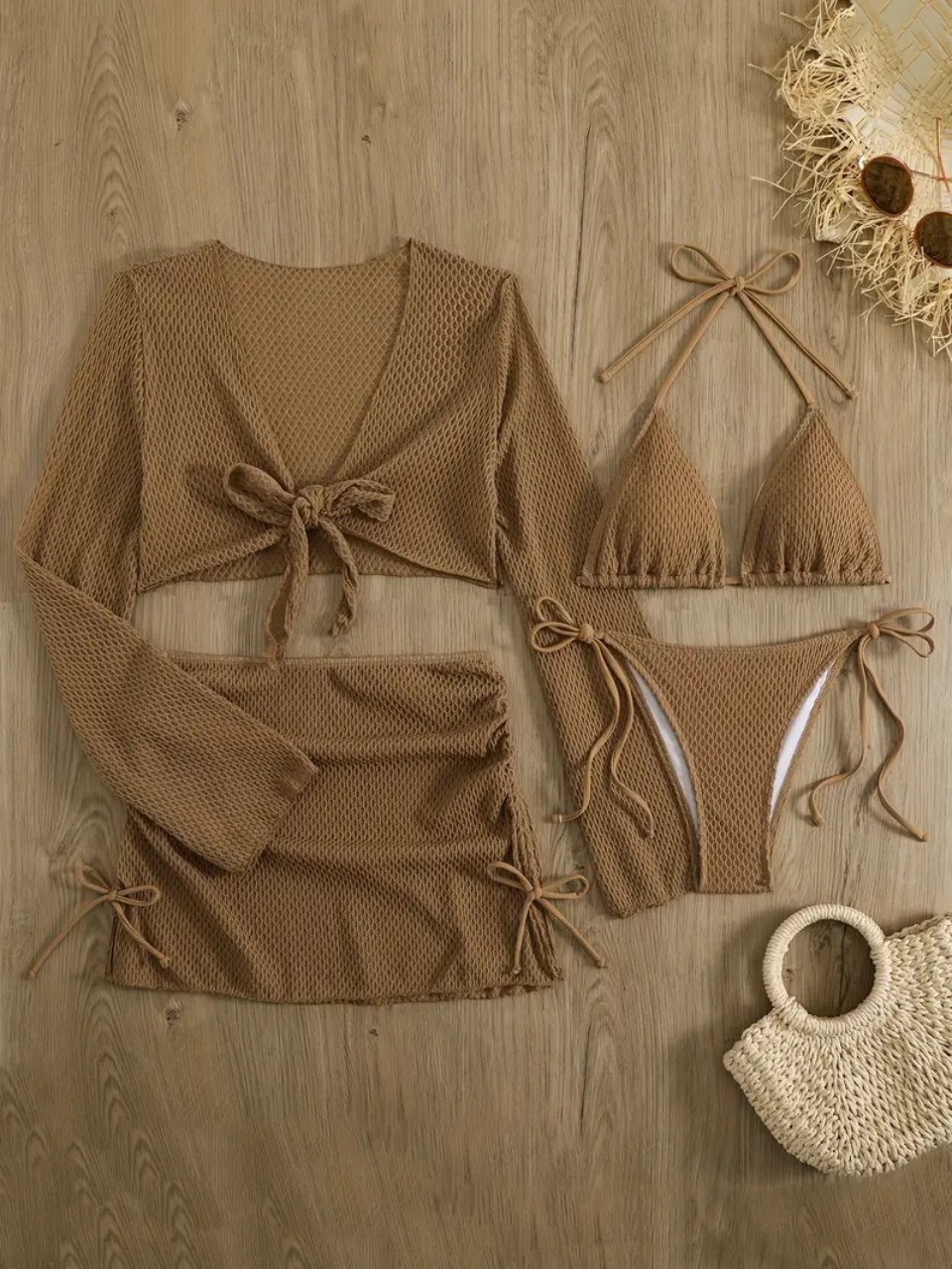 4 Piece Halter Bikinis Set 202 – Swim Cover Up Mesh recenzja i cena