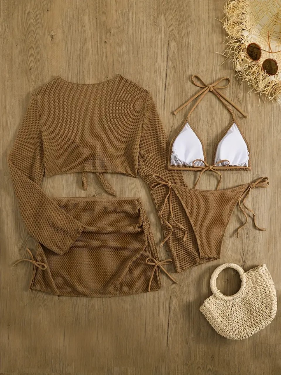 4 Piece Halter Bikinis Set 202 – Swim Cover Up Mesh recenzja i cena