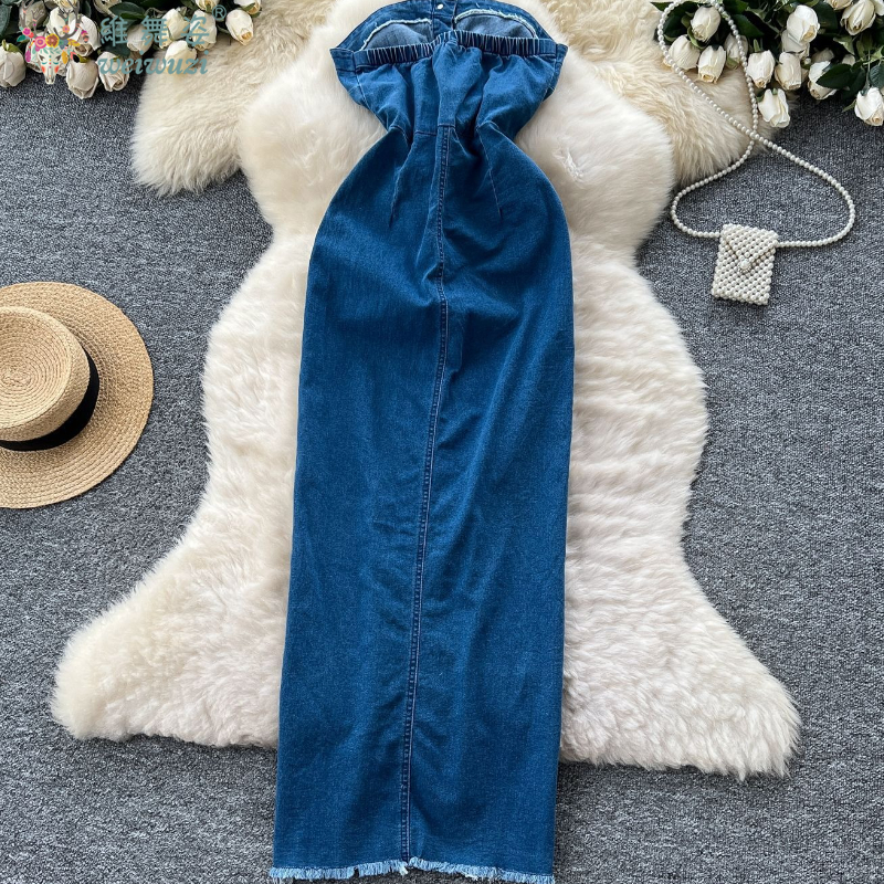 2026 Women Retro Strapless Dem – Summer Clothing Juniors recenzja i cena
