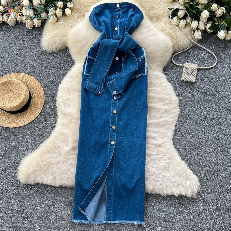 2026 Women Retro Strapless Dem – Summer Clothing Juniors recenzja i cena