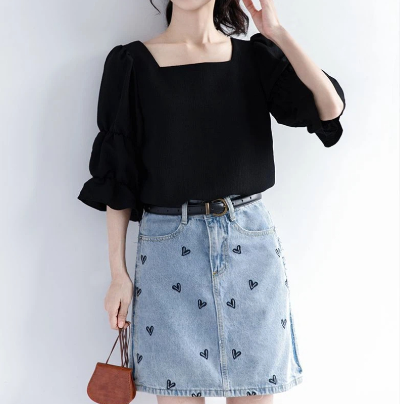 Pleated Short Sleeve Solid Kor – Summer Youth Clothing recenzja i cena