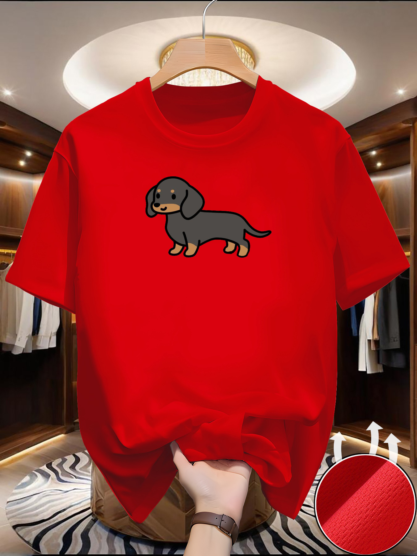 New Men's Dachshund print T-sh – Summer Clothing Europe recenzja i cena