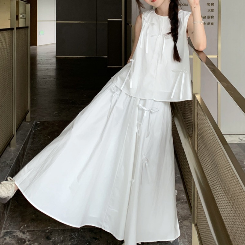 White Dress Sets for Women Bow – Summer Clothing Juniors recenzja i cena